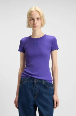 Slim-Fit T-Shirt aus gerippter Stretch-Baumwolle mit Logo