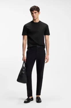 Slim-Fit T-Shirt aus merzerisierter Baumwolle mit Kontrast-Tipping