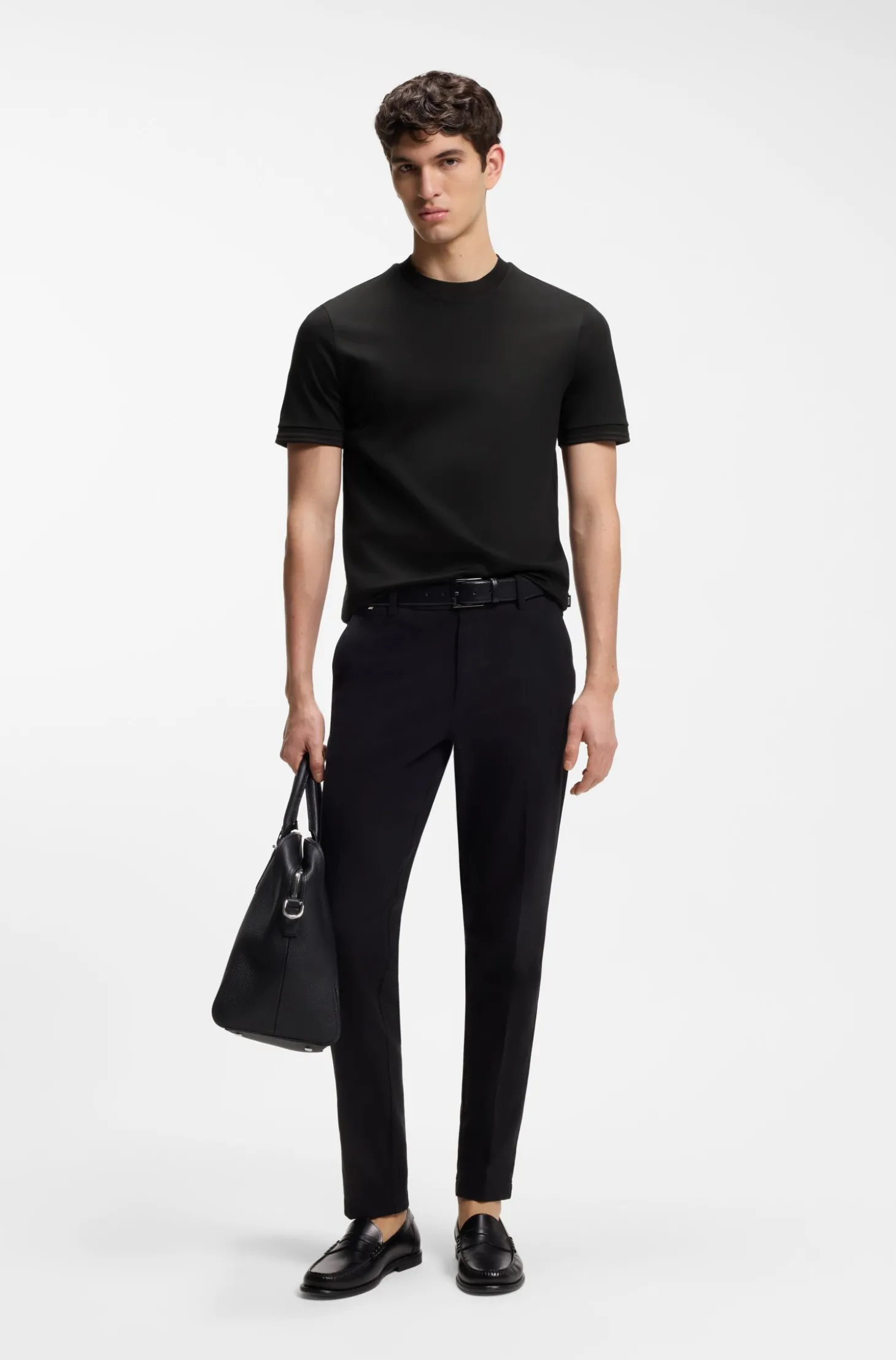 Slim-Fit T-Shirt aus merzerisierter Baumwolle mit Kontrast-Tipping