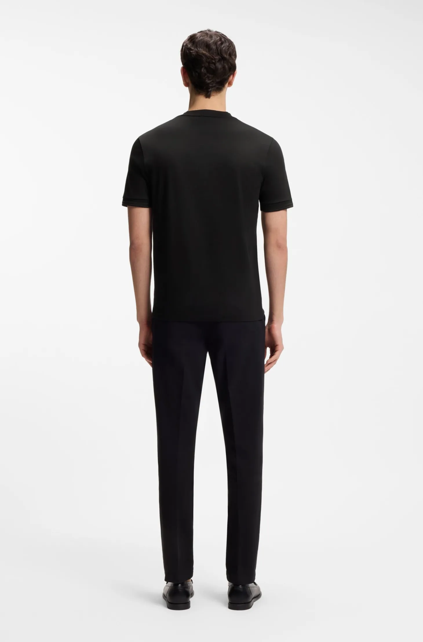 Slim-Fit T-Shirt aus merzerisierter Baumwolle mit Kontrast-Tipping
