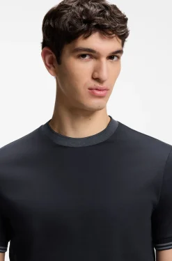 Slim-Fit T-Shirt aus merzerisierter Baumwolle mit Kontrast-Tipping