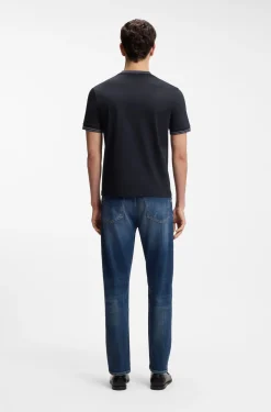 Slim-Fit T-Shirt aus merzerisierter Baumwolle mit Kontrast-Tipping