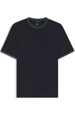 Slim-Fit T-Shirt aus merzerisierter Baumwolle mit Kontrast-Tipping