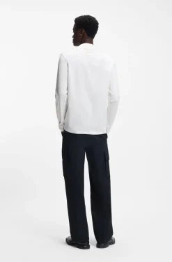 Slim-Fit T-Shirt aus merzerisierter Baumwolle mit Stehkragen