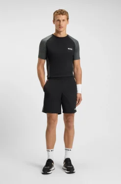 Slim-Fit T-Shirt aus Mesh-Jersey mit kontrastfarbenen Einsätzen