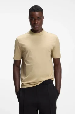 Slim-Fit T-Shirt aus Stretch-Baumwolle mit Stehkragen