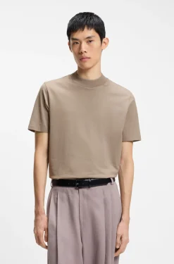 Slim-Fit T-Shirt aus Stretch-Baumwolle mit Stehkragen