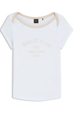 Slim-Fit T-Shirt aus Stretch-Baumwolle mit Ballett-Slogan