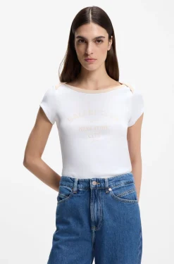 Slim-Fit T-Shirt aus Stretch-Baumwolle mit Ballett-Slogan