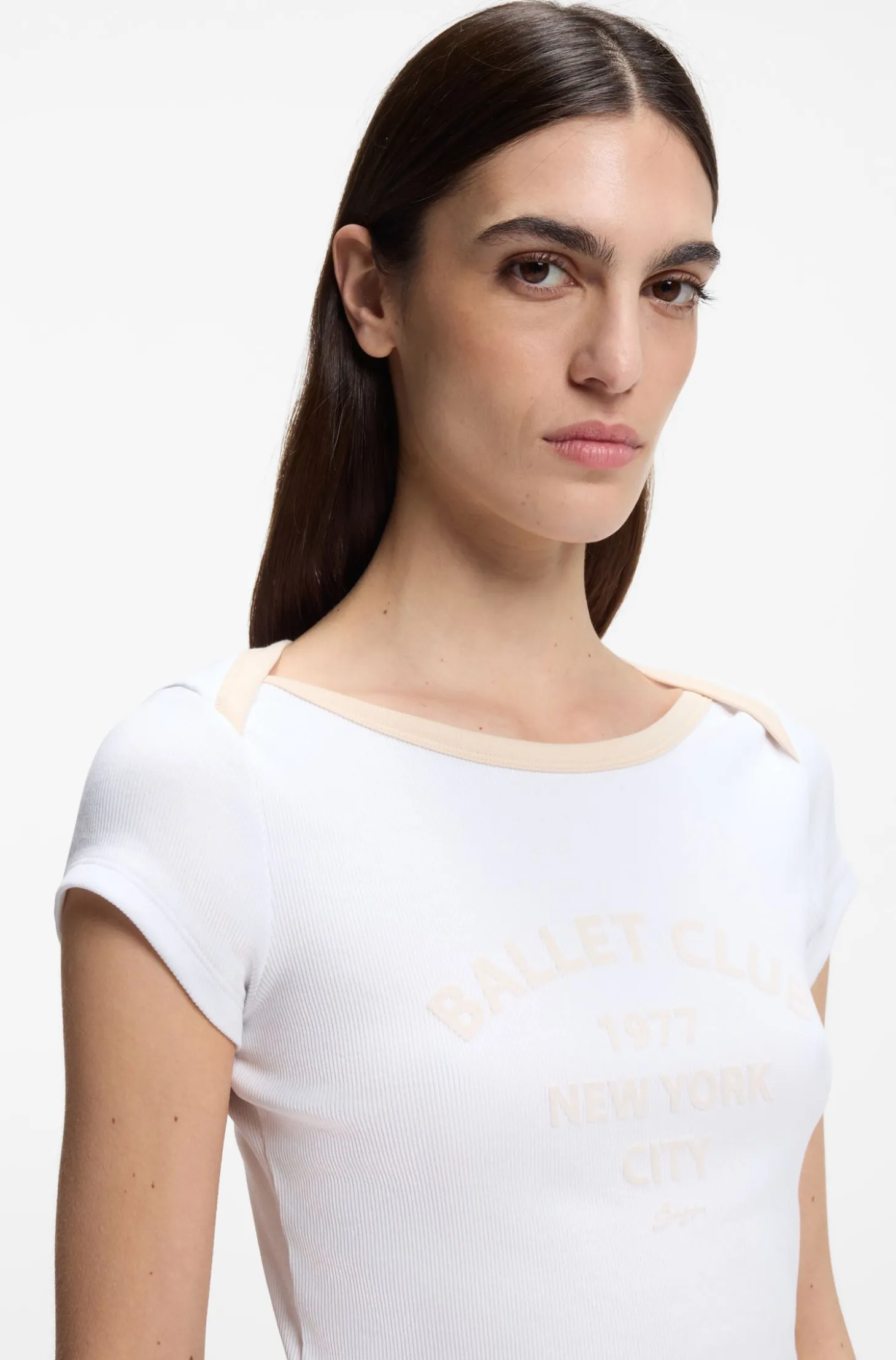 Slim-Fit T-Shirt aus Stretch-Baumwolle mit Ballett-Slogan