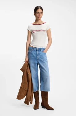 Slim-Fit T-Shirt aus Stretch-Baumwolle mit Slogan-Print