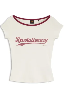 Slim-Fit T-Shirt aus Stretch-Baumwolle mit Slogan-Print