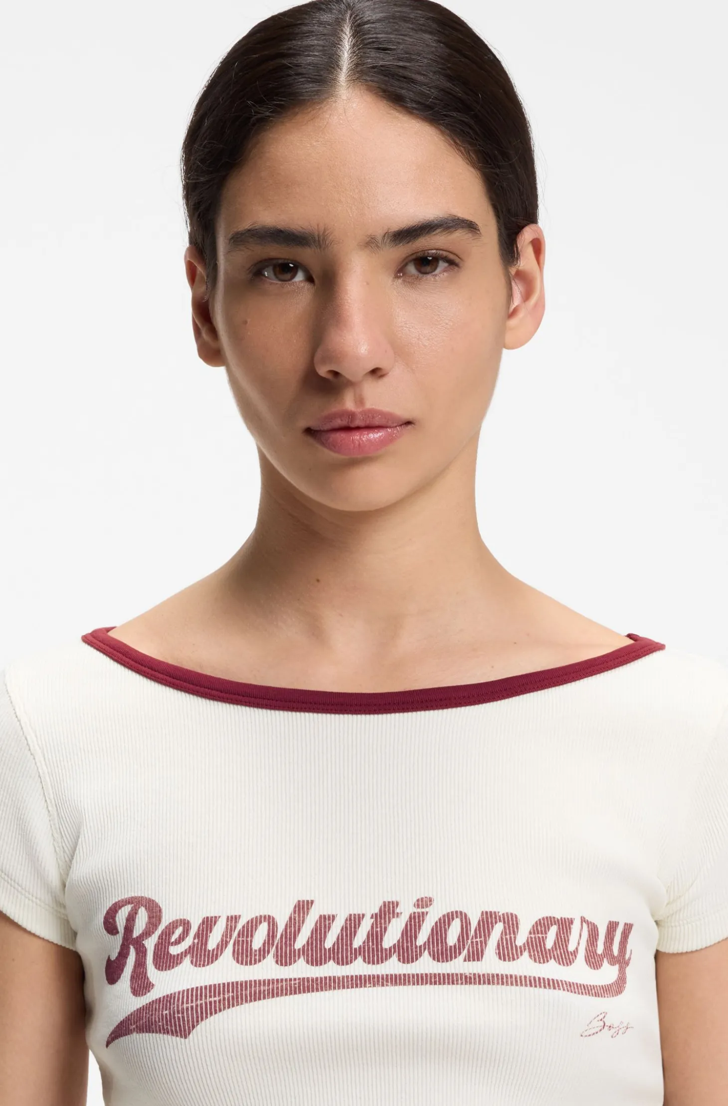 Slim-Fit T-Shirt aus Stretch-Baumwolle mit Slogan-Print