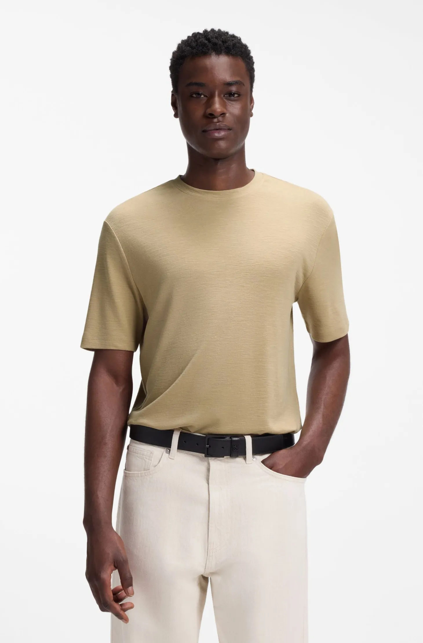 Slim-Fit T-Shirt aus strukturiertem Interlock