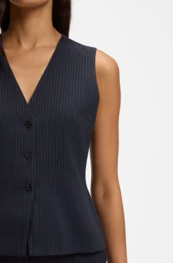 Slim-Fit Weste aus elastischem Krepp mit Nadelstreifen