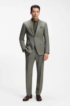 Slim-Fit Zweiteiler aus gemusterter Stretch-Wolle