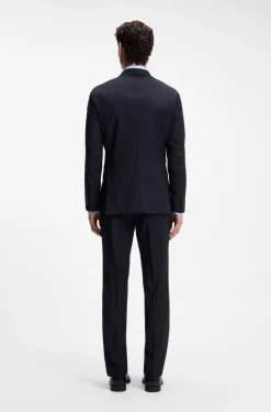 Slim-Fit Zweiteiler aus gestreifter Stretch-Wolle