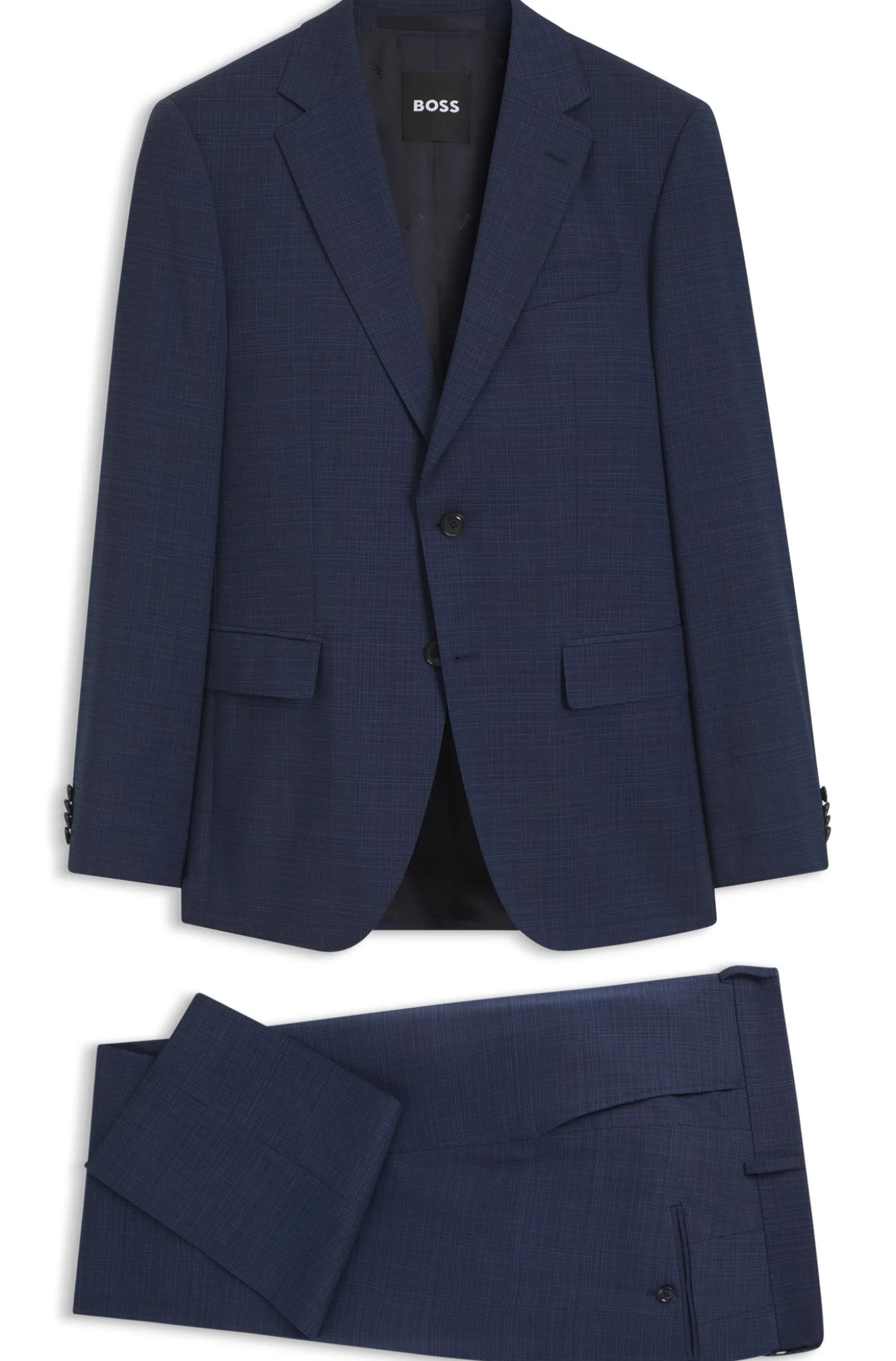 Slim-Fit Zweiteiler aus karierter Stretch-Wolle