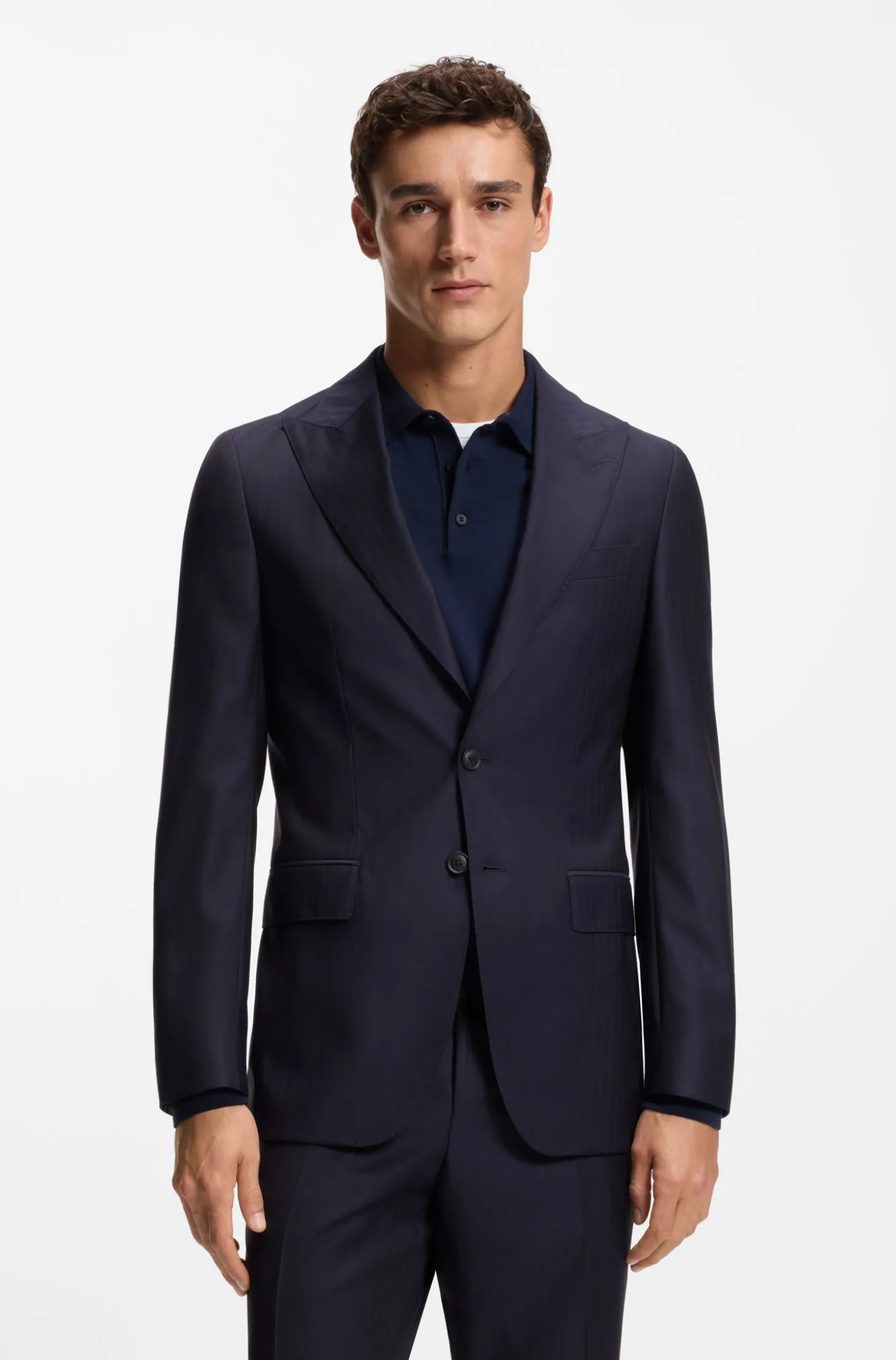 Slim-Fit Zweiteiler aus Schurwoll-Twill