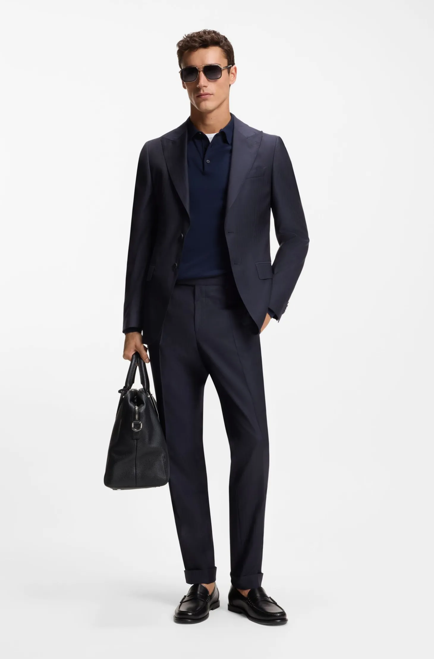 Slim-Fit Zweiteiler aus Schurwoll-Twill