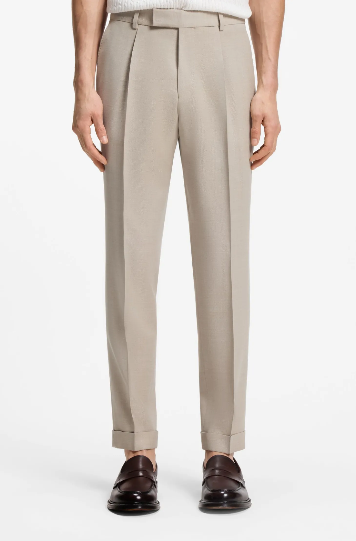 Slim-Fit Zweiteiler aus Woll-Mix mit Seide