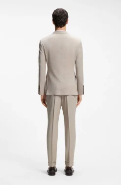 Slim-Fit Zweiteiler aus Woll-Mix mit Seide