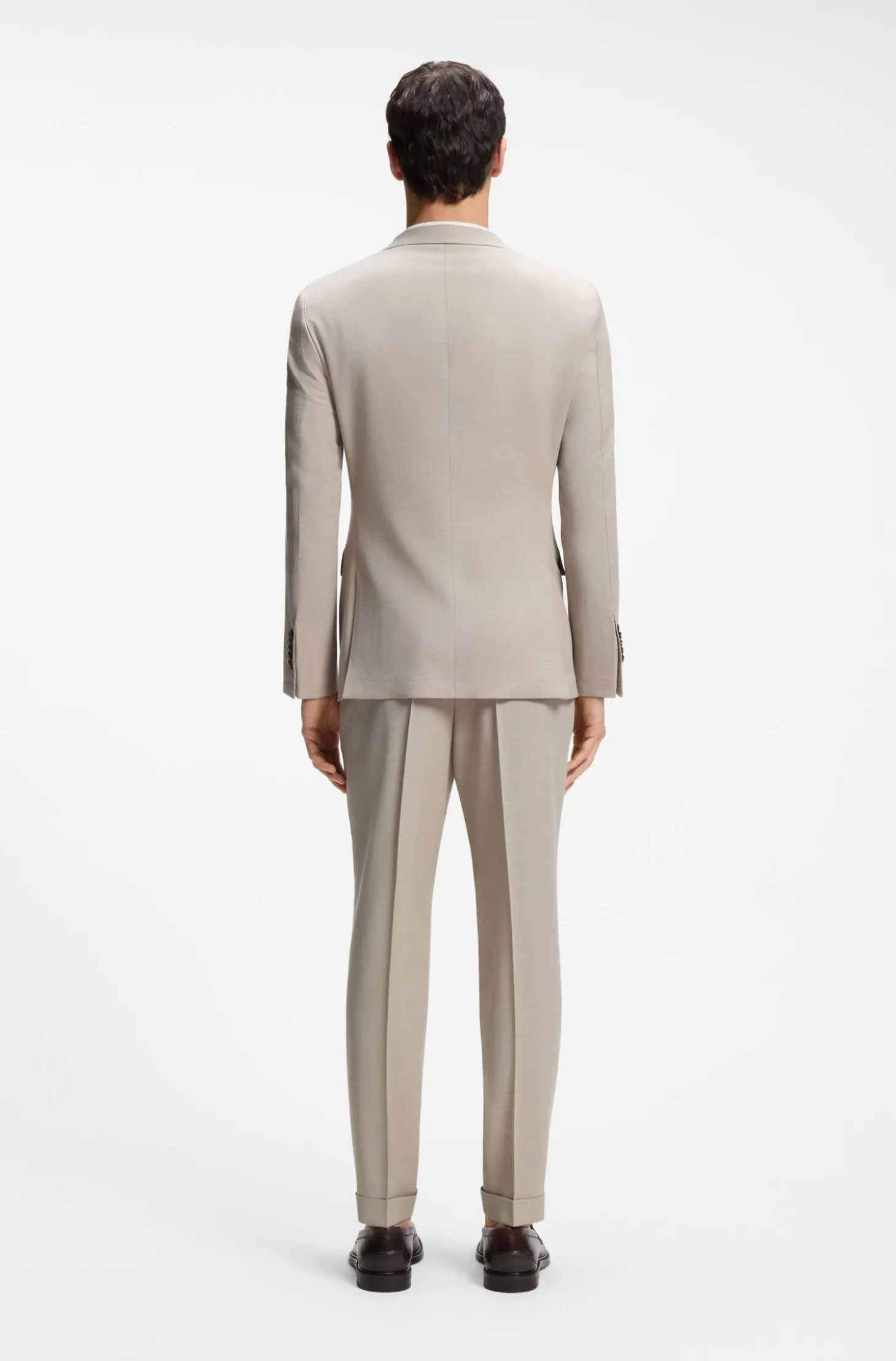 Slim-Fit Zweiteiler aus Woll-Mix mit Seide