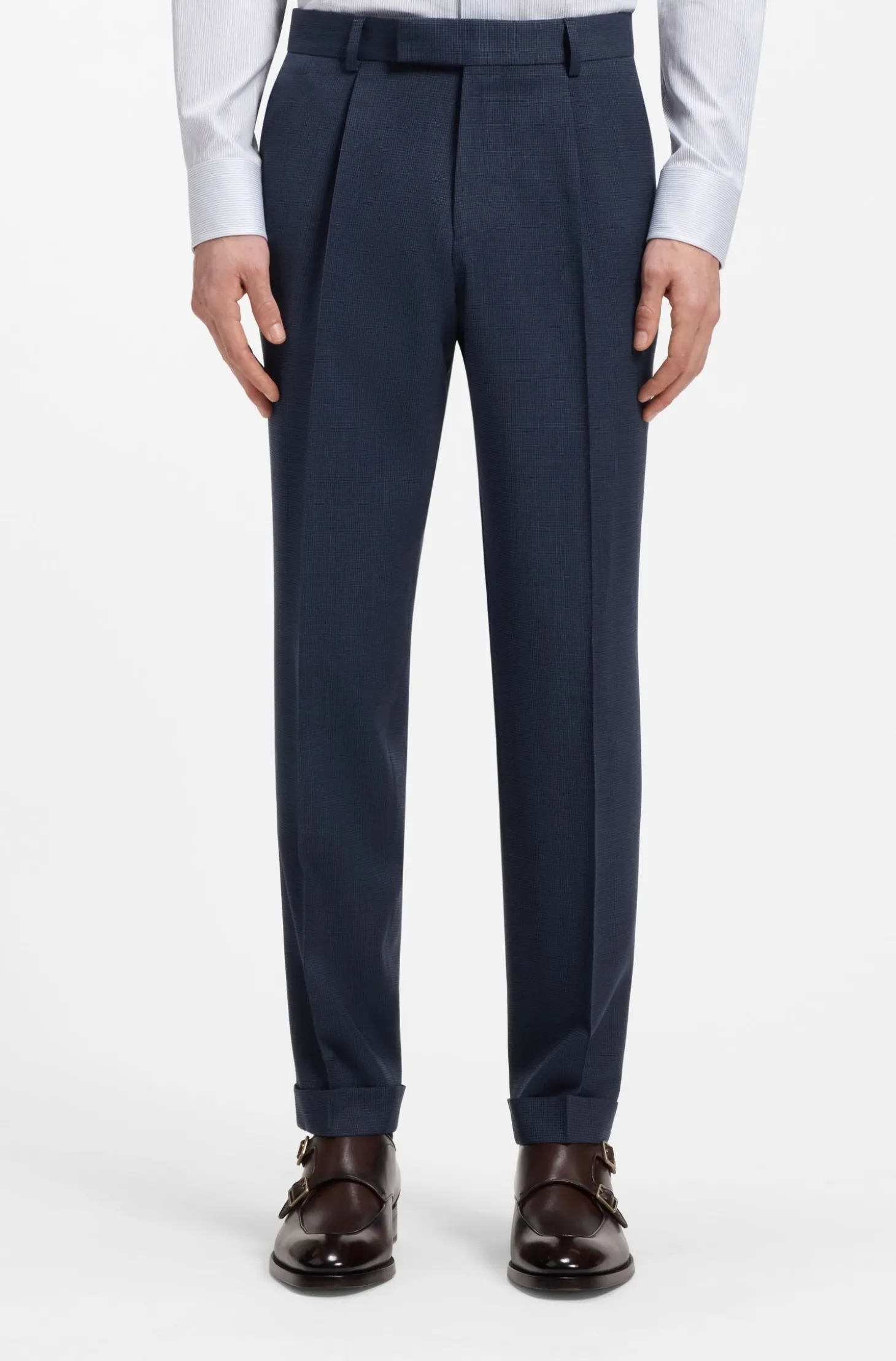Slim-Fit Zweiteiler aus Woll-Mix mit Seide