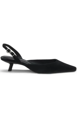 Slingbacks aus Veloursleder mit Pfennigabsatz