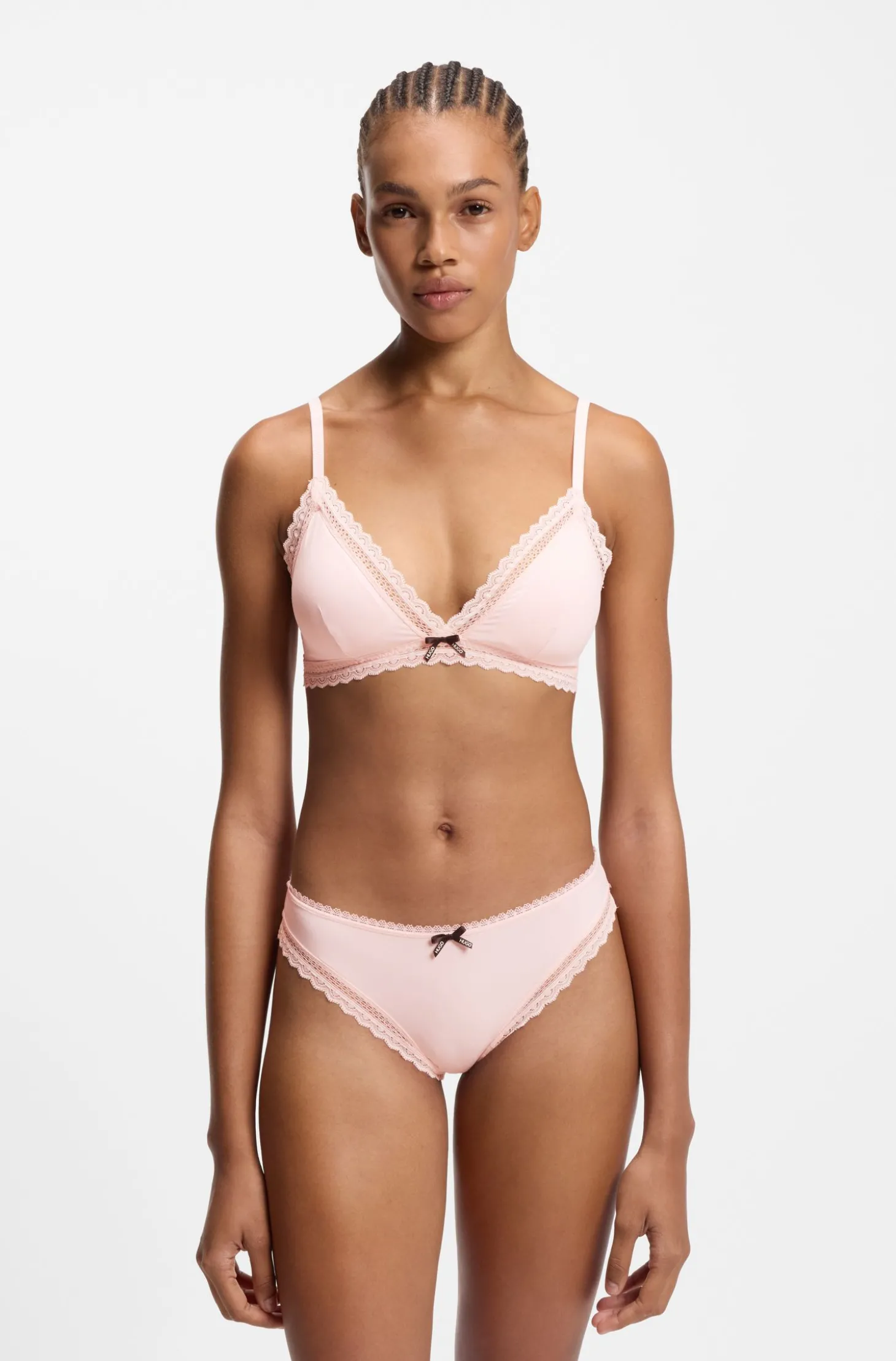 Slip aus elastischer Mikrofaser mit mittlerer Bundhöhe und Spitzenbesatz