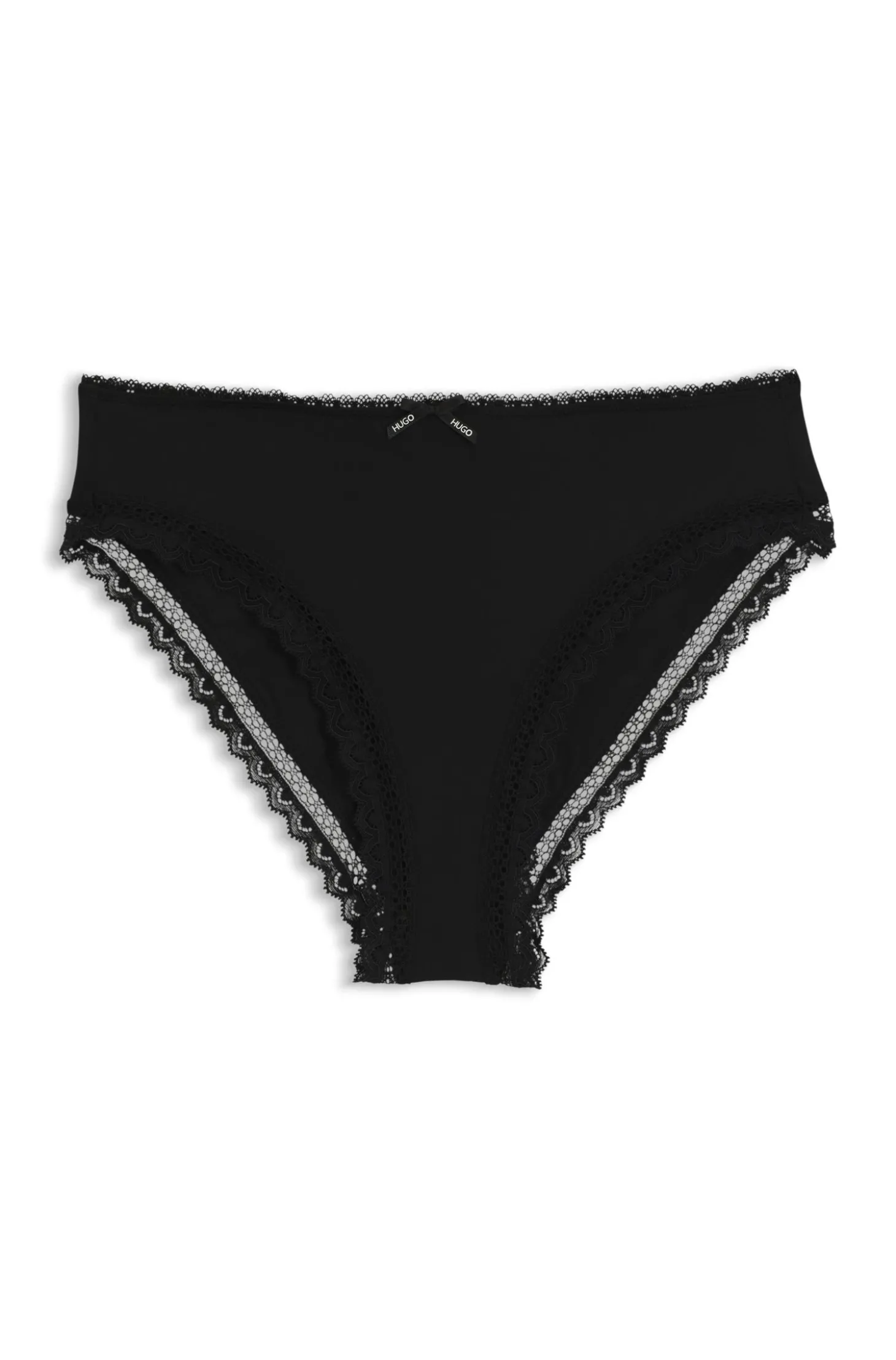 Slip aus elastischer Mikrofaser mit mittlerer Bundhöhe und Spitzenbesatz