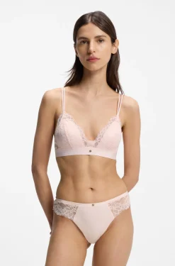 Slip aus Spitze mit plissiertem Mesh und goldenem Anhänger