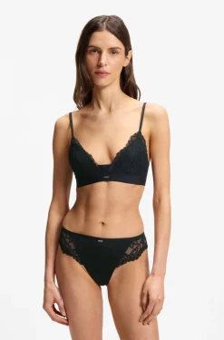 Slip aus Spitze mit plissierten Mesh-Details
