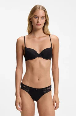 Slip aus Spitze mit plissiertem Mesh und goldenem Anhänger