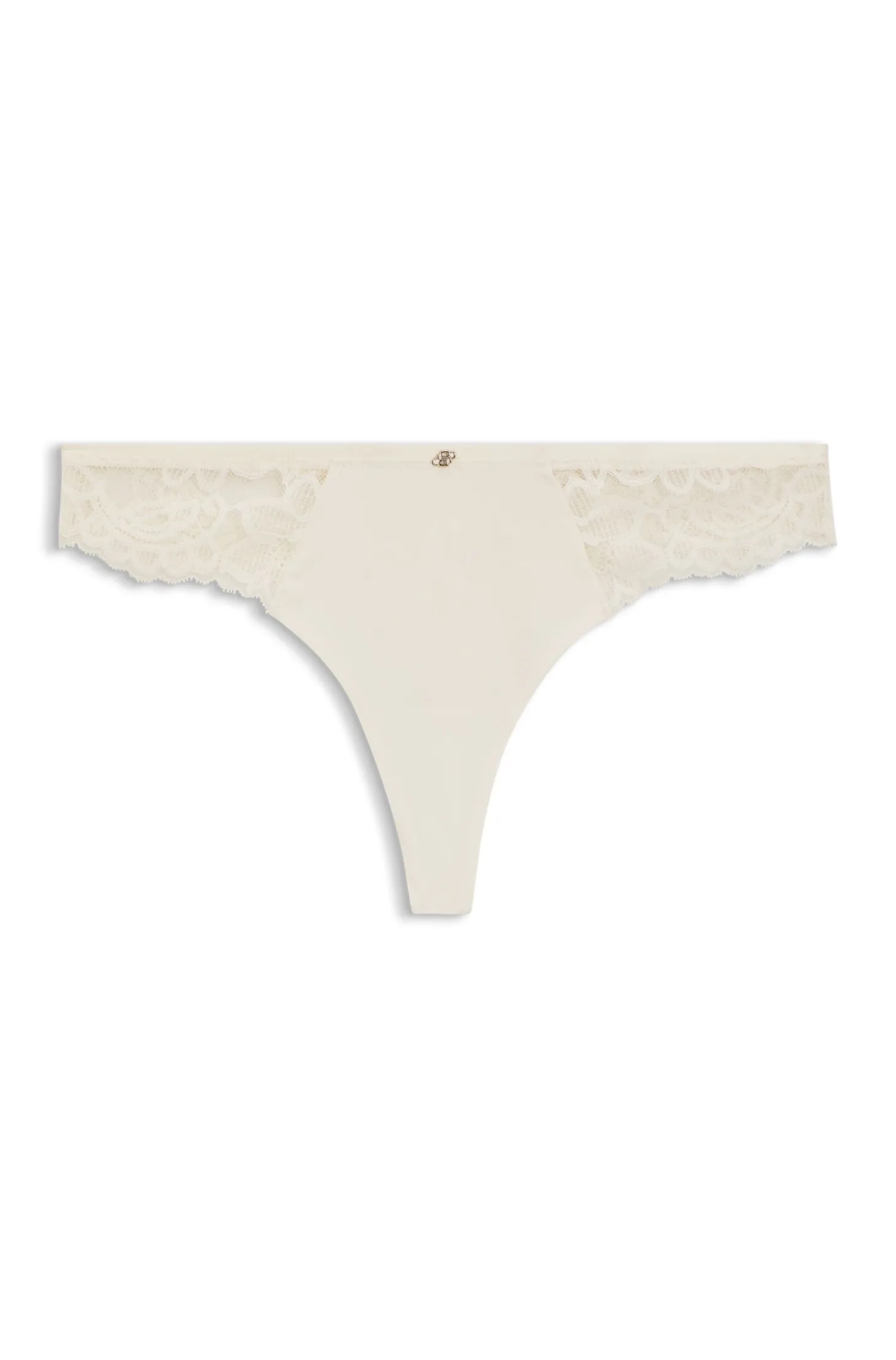 Slip aus Spitze mit plissiertem Mesh und goldenem Anhänger