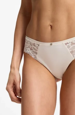 Slip aus Spitze mit plissiertem Mesh und goldenem Anhänger