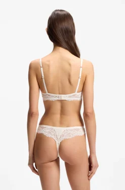 Slip aus Spitze mit plissiertem Mesh und goldenem Anhänger