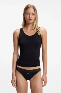 Slip aus Stretch-Baumwolle mit elegantem Spitzenbesatz