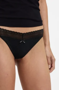 Slip aus Stretch-Baumwolle mit elegantem Spitzenbesatz
