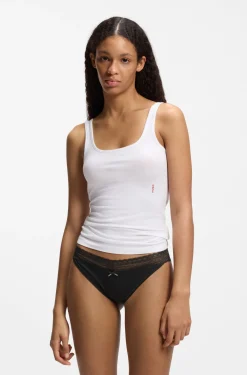 Slips aus Stretch-Baumwolle mit Spitzenbesatz im Dreierpack