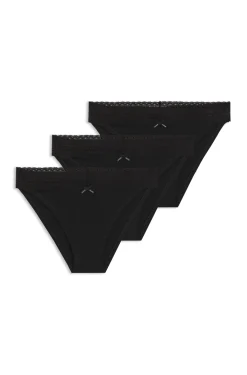 Slips aus Stretch-Baumwolle mit Spitzenbesatz im Dreierpack