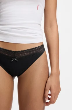 Slips aus Stretch-Baumwolle mit Spitzenbesatz im Dreierpack