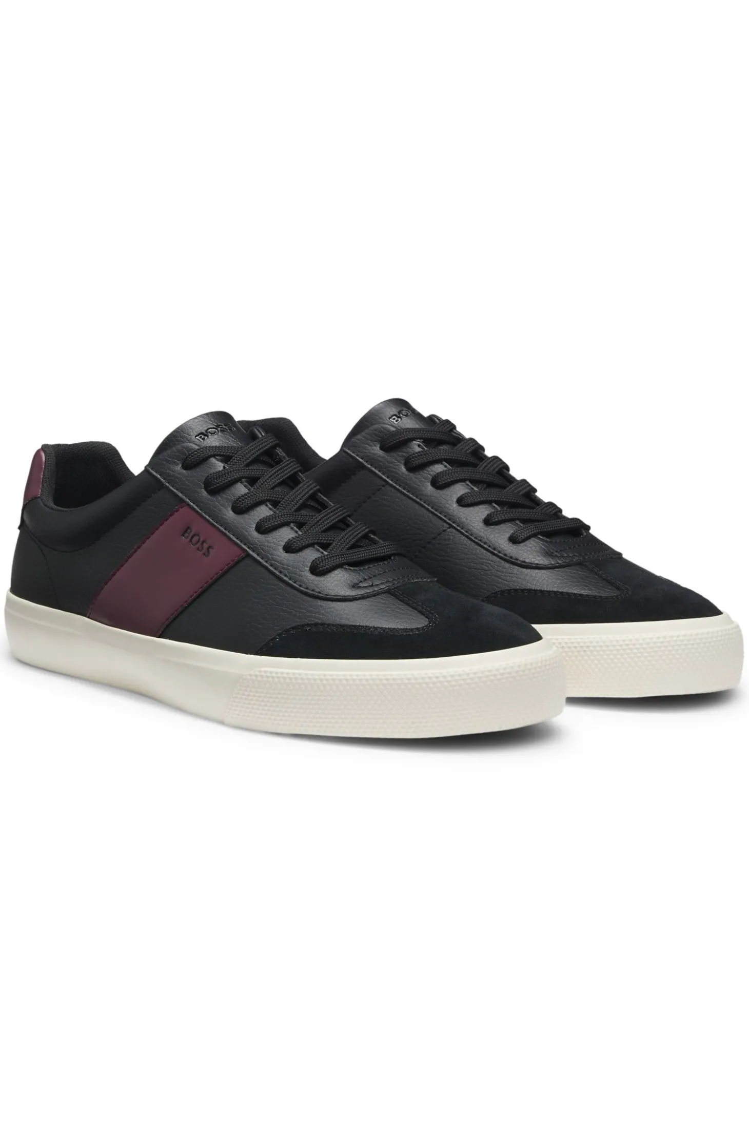 Sneakers aus genarbtem Kunstleder mit Lederbesätzen