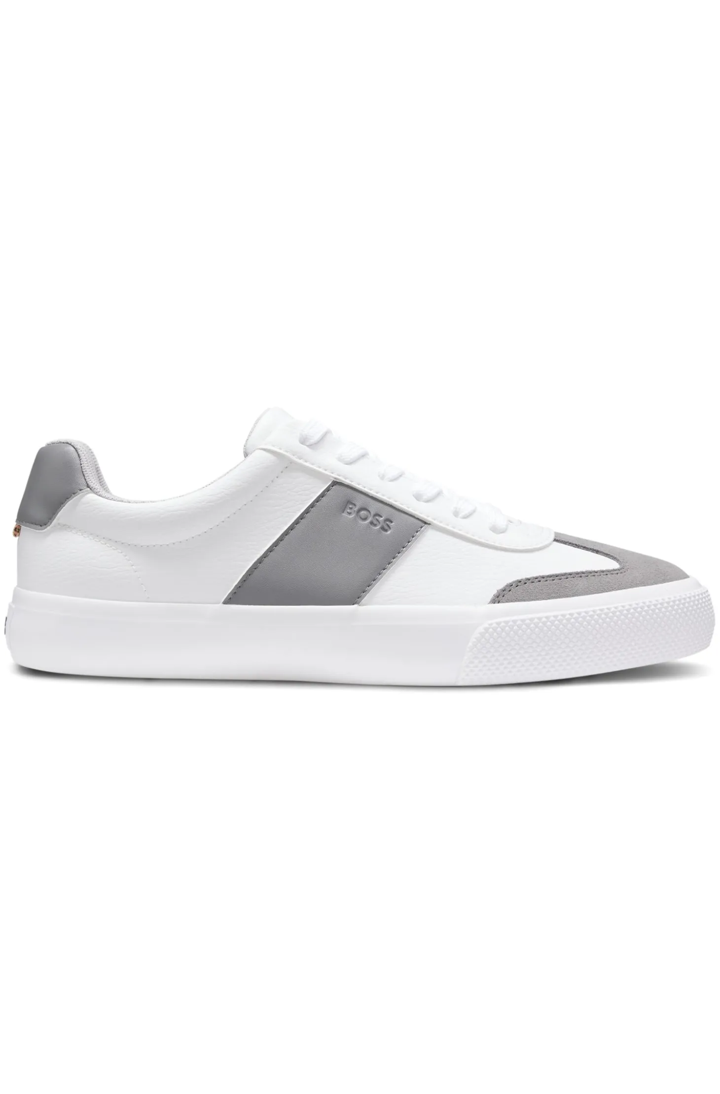 Sneakers aus genarbtem Kunstleder mit Besätzen aus echtem Leder