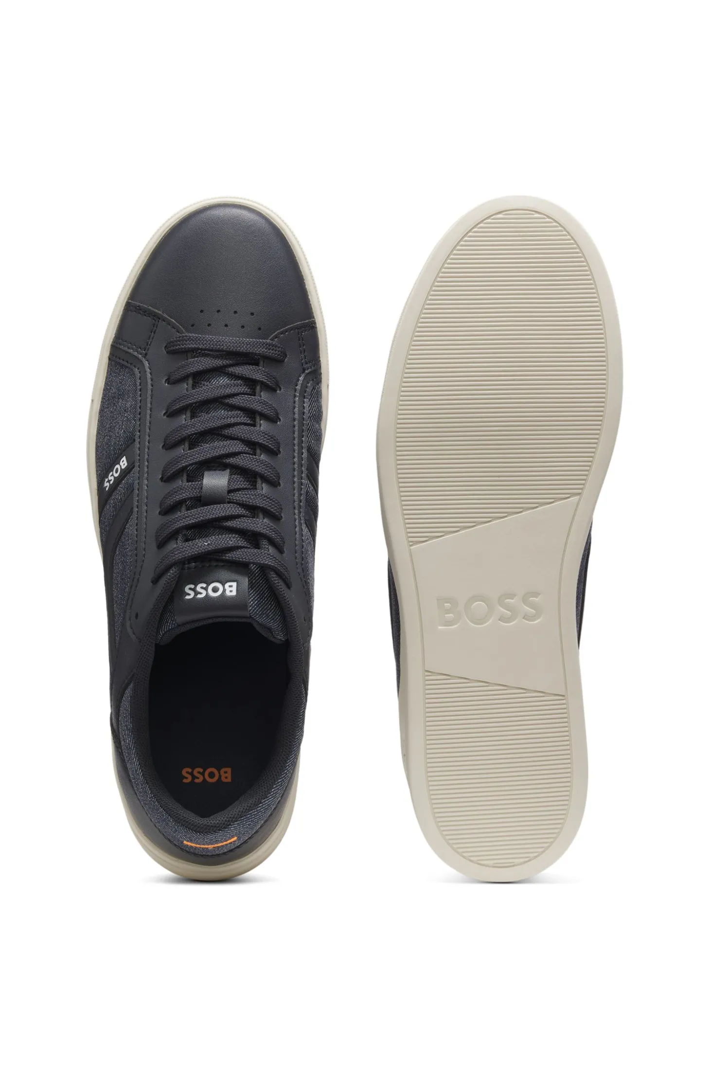 Sneakers aus Kunstleder mit Details in Denim-Optik