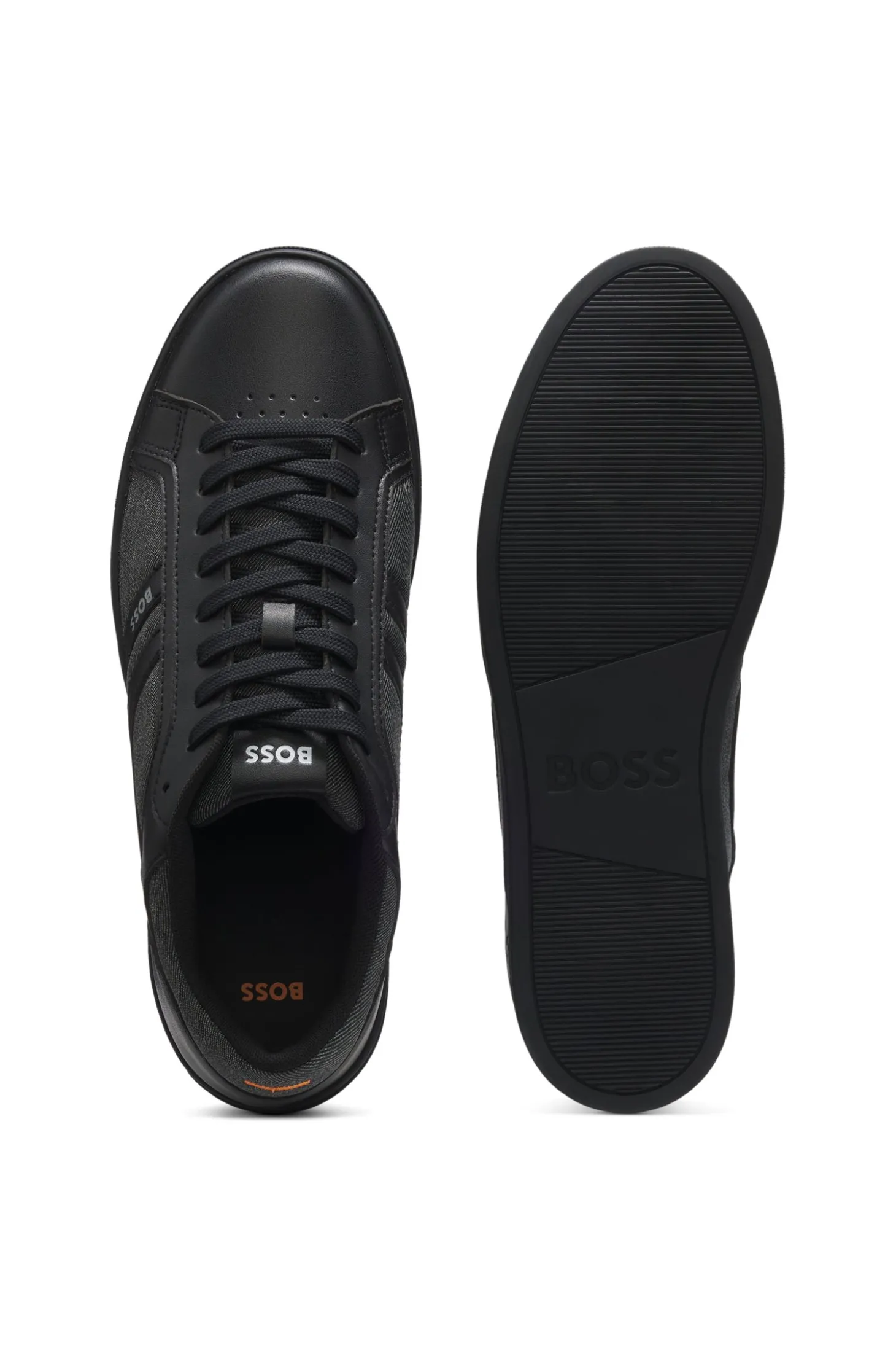 Sneakers aus Kunstleder mit Details in Denim-Optik