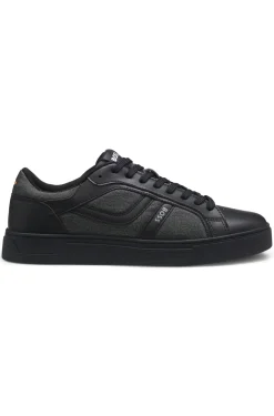 Sneakers aus Kunstleder mit Details in Denim-Optik