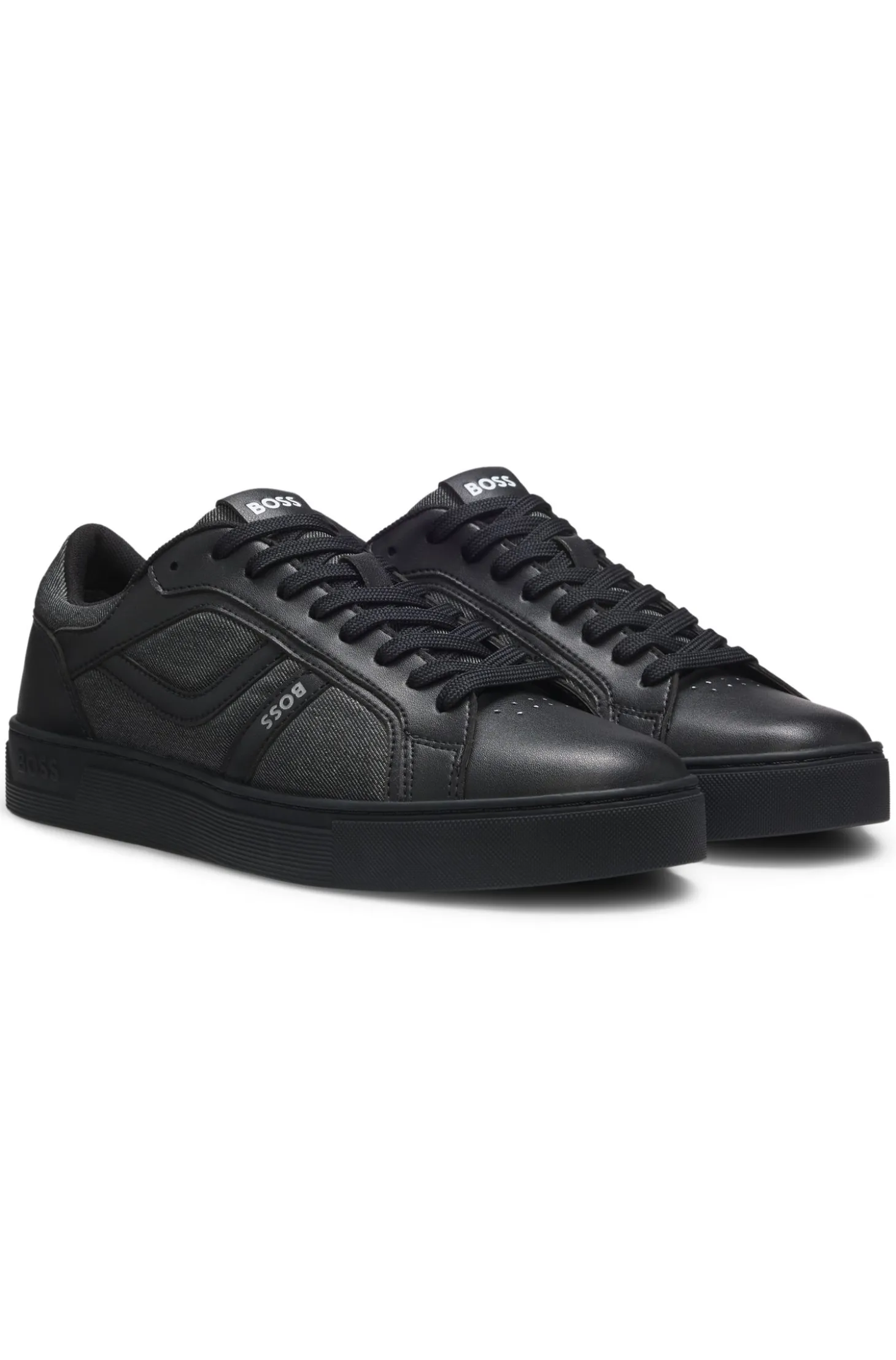 Sneakers aus Kunstleder mit Details in Denim-Optik