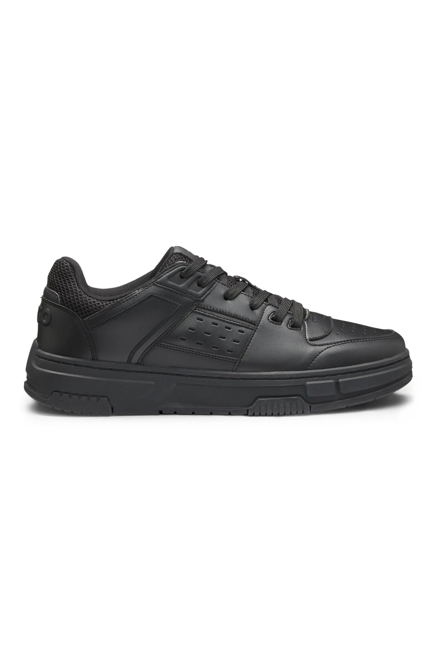 Sneakers aus Kunstleder mit Mesh-Details