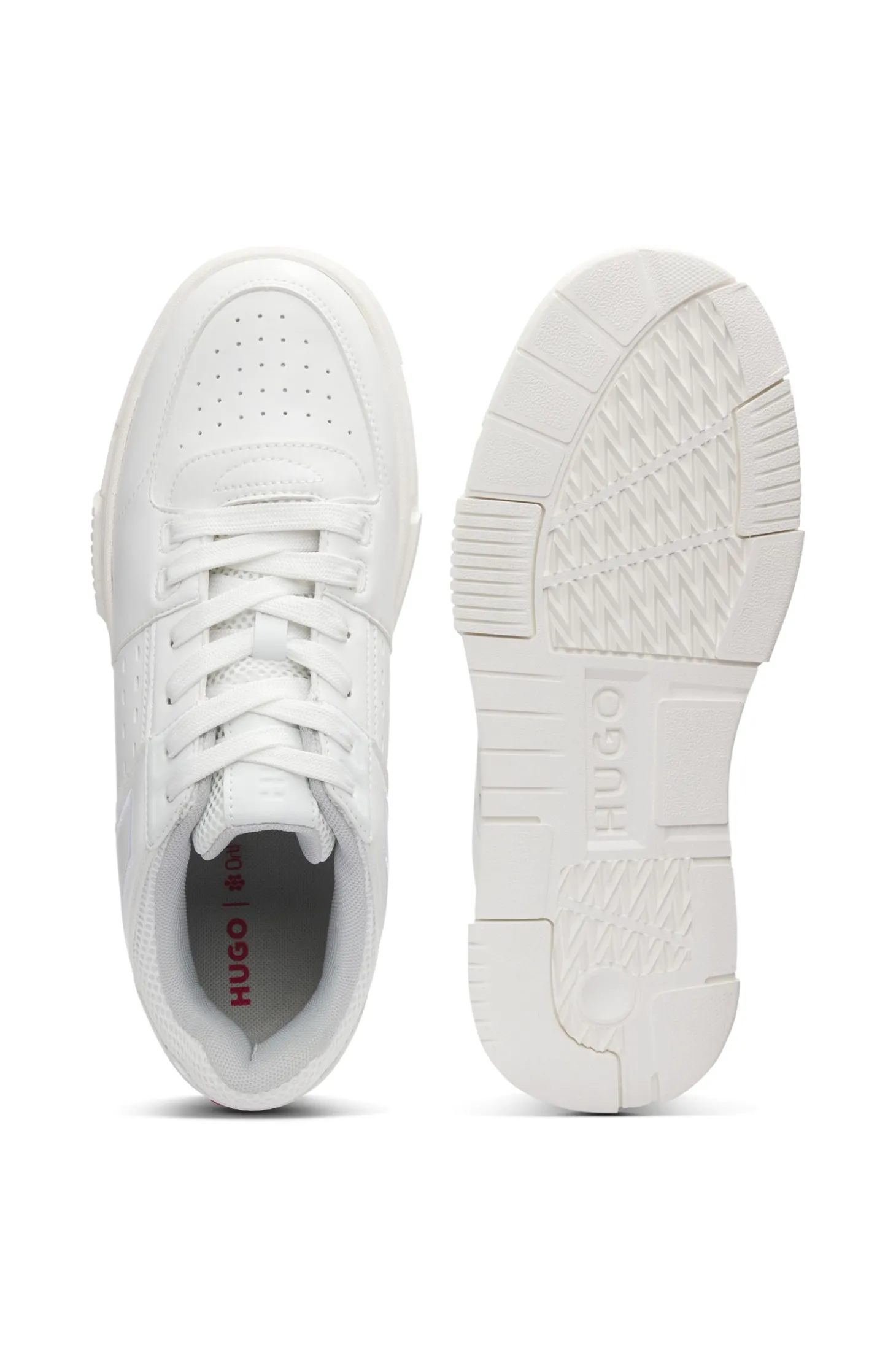 Sneakers aus Kunstleder mit Mesh-Details